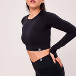 SEAMLESS LONG-SLEEVE CROP Ženska majica dugih rukava